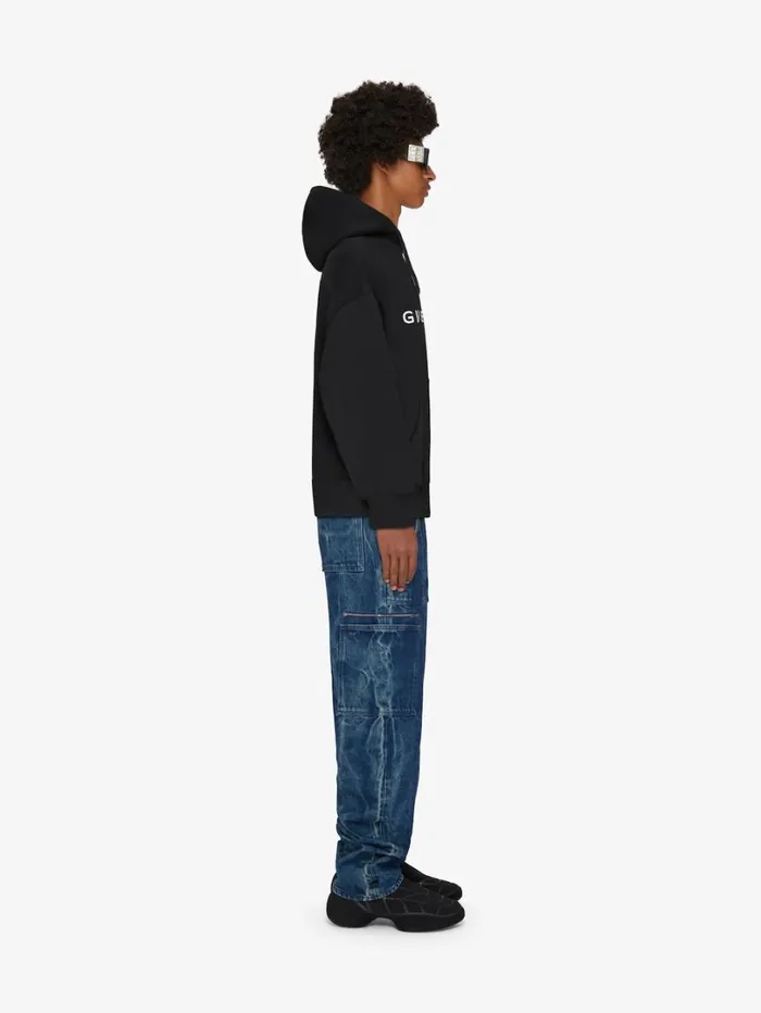 Givenchy GIVENCHY Archetype Slim Fit Hoodie In Fleece Black Men Sweatshirts and Hoodies