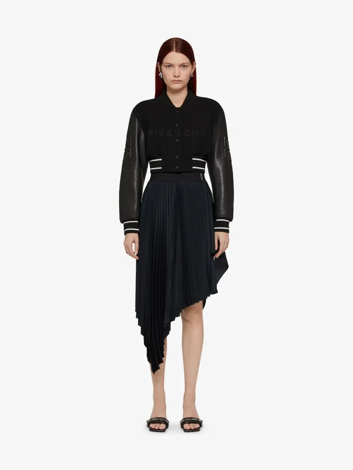 Givenchy GIVENCHY Cropped Varsity Jacket In Wool And Leather Blackwhite Women Outerwear and Blousons
