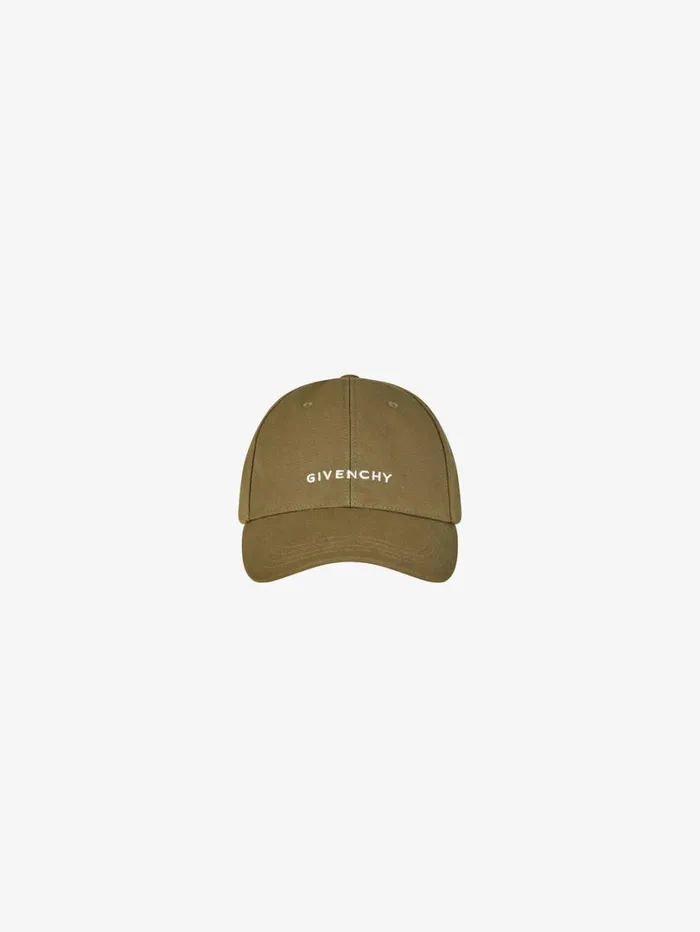 Givenchy GIVENCHY Embroidered Cap In Rip And Repair Cotton Dark Khaki Men Beanies and Caps