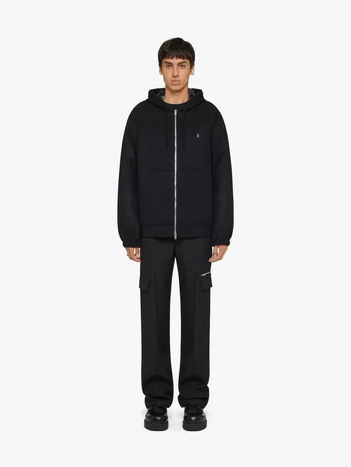 Givenchy Hoodie In Double Face Wool Blackgrey Men Sweatshirts and Hoodies