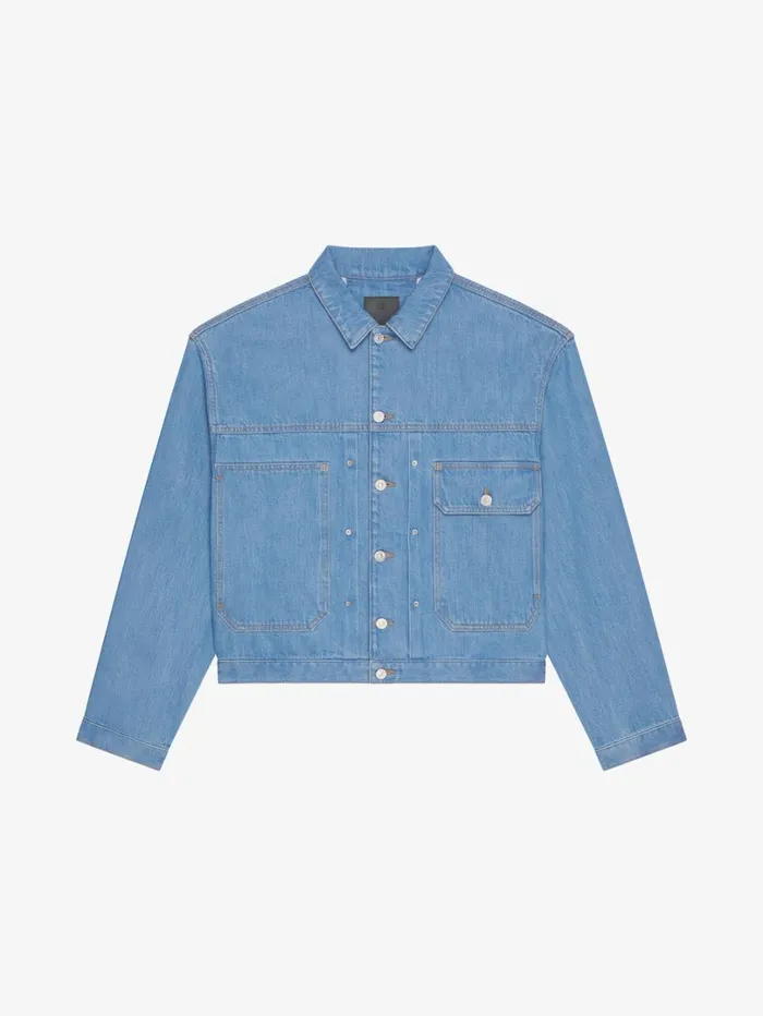 Givenchy Jacket In Denim Light Blue Men Outerwear and Blousons