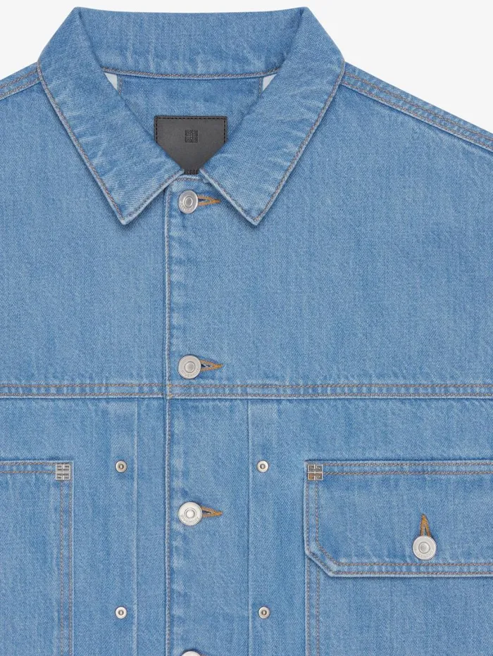 Givenchy Jacket In Denim Light Blue Men Outerwear and Blousons