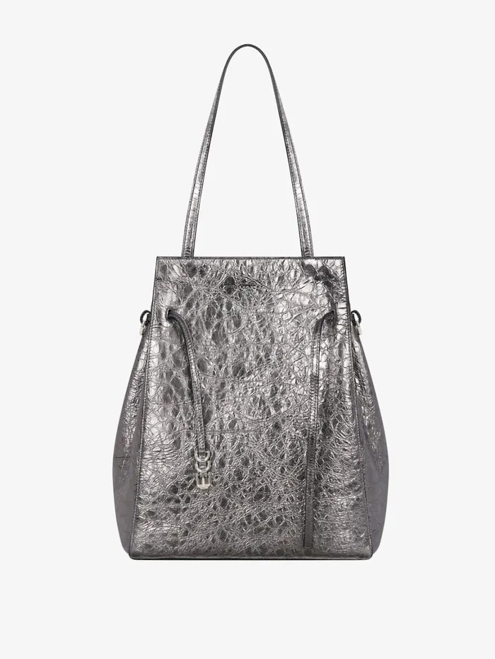 Givenchy Medium Voyou Tote Bag In Laminated Leather Silvery Grey Women Shoulder Bags Givenchy Medium Voyou Tote Bag In Laminated Leather Silvery Grey Women Shoulder Bags