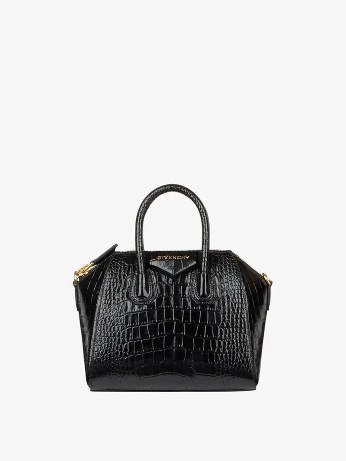 Givenchy Mini Antigona Bag In Crocodile Effect Leather Black Women Crossbody Bags Givenchy Mini Antigona Bag In Crocodile Effect Leather Black Women Crossbody Bags