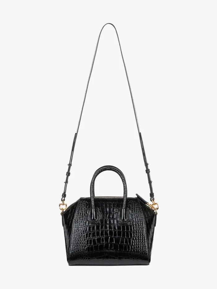 Givenchy Mini Antigona Bag In Crocodile Effect Leather Black Women Crossbody Bags Givenchy Mini Antigona Bag In Crocodile Effect Leather Black Women Crossbody Bags