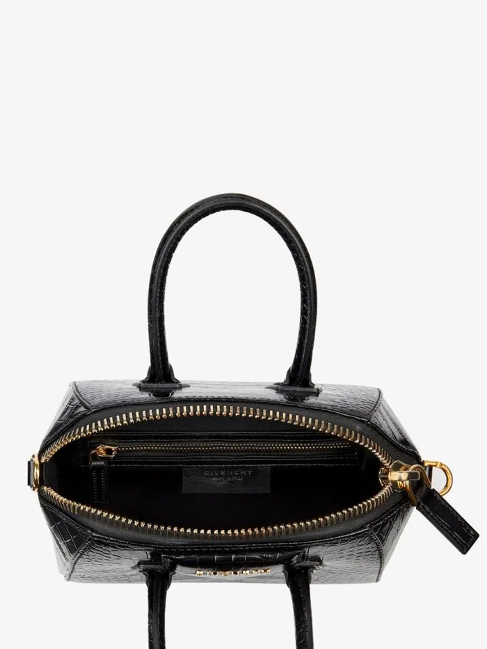Givenchy Mini Antigona Bag In Crocodile Effect Leather Black Women Crossbody Bags Givenchy Mini Antigona Bag In Crocodile Effect Leather Black Women Crossbody Bags