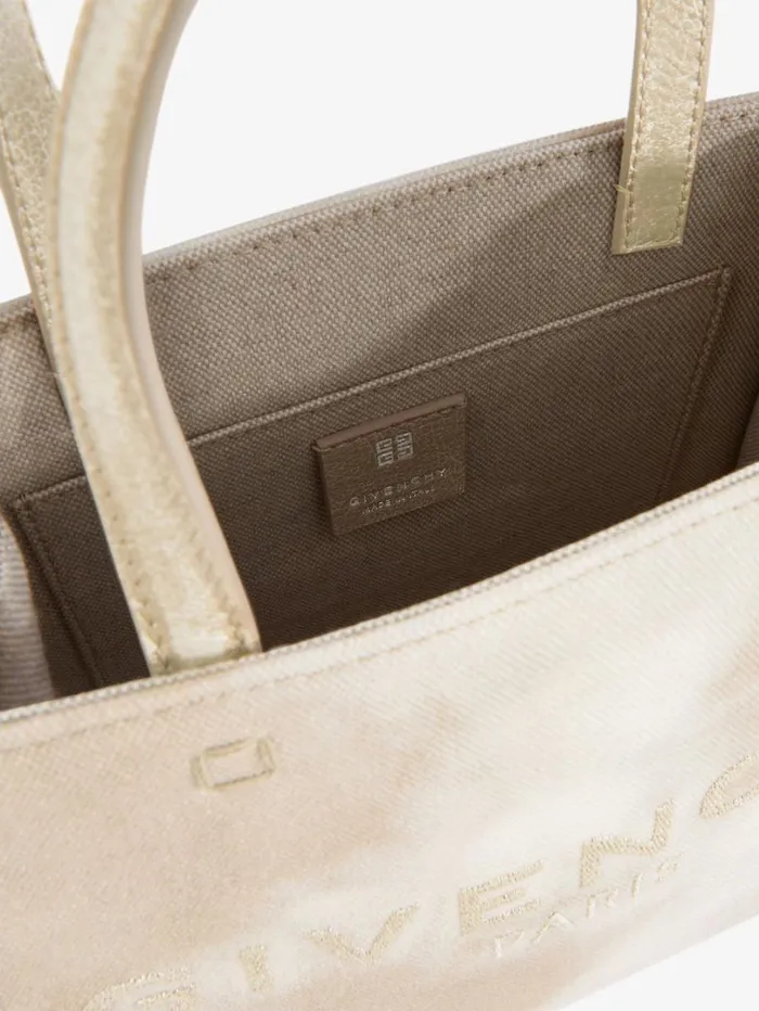 Givenchy Mini GTote Shopping Bag In Tie And Dye Canvas Dusty Golden Women Tote Bags Givenchy Mini GTote Shopping Bag In Tie And Dye Canvas Dusty Golden Women Tote Bags