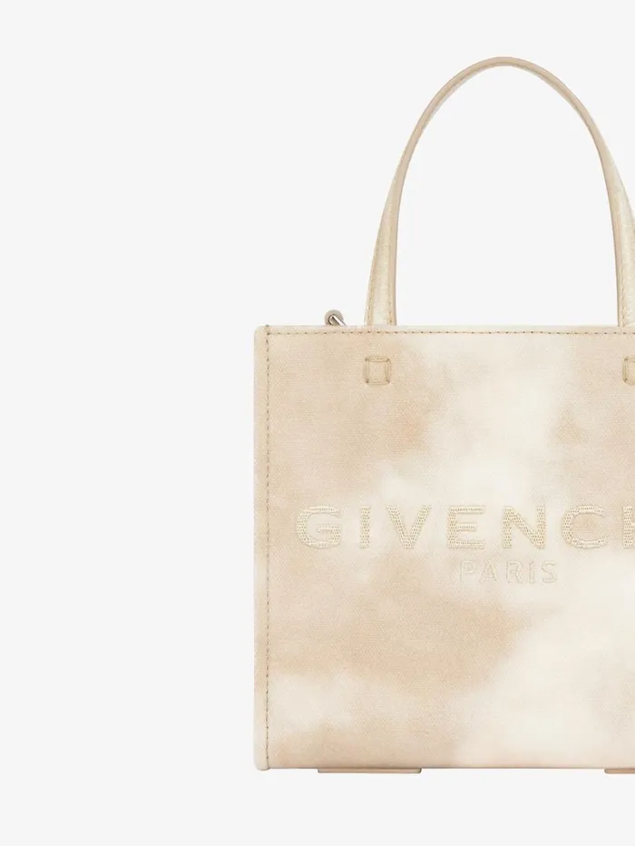 Givenchy Mini GTote Shopping Bag In Tie And Dye Canvas Dusty Golden Women Tote Bags Givenchy Mini GTote Shopping Bag In Tie And Dye Canvas Dusty Golden Women Tote Bags