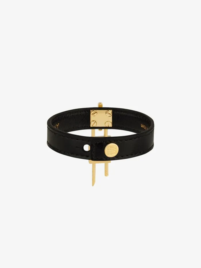 Givenchy Mini Lock Bracelet In Metal And Leather Blackgolden Women Jewelry Givenchy Mini Lock Bracelet In Metal And Leather Blackgolden Women Jewelry