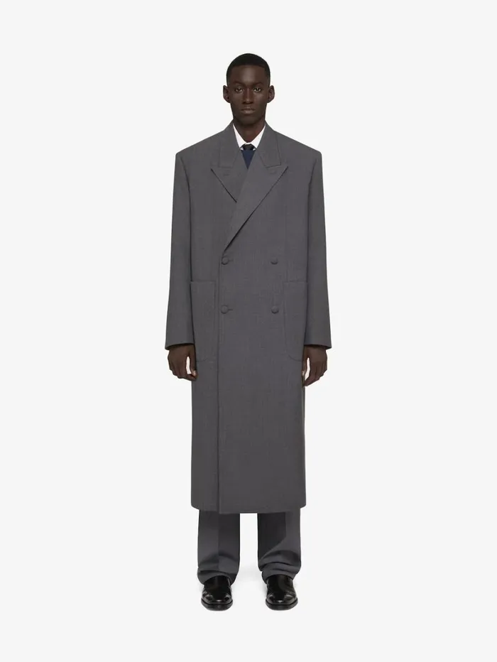 Givenchy Oversized Double Breasted Coat In Wool Medium Grey Men Coats and Jackets Givenchy Oversized Double Breasted Coat In Wool Medium Grey Men Coats and Jackets