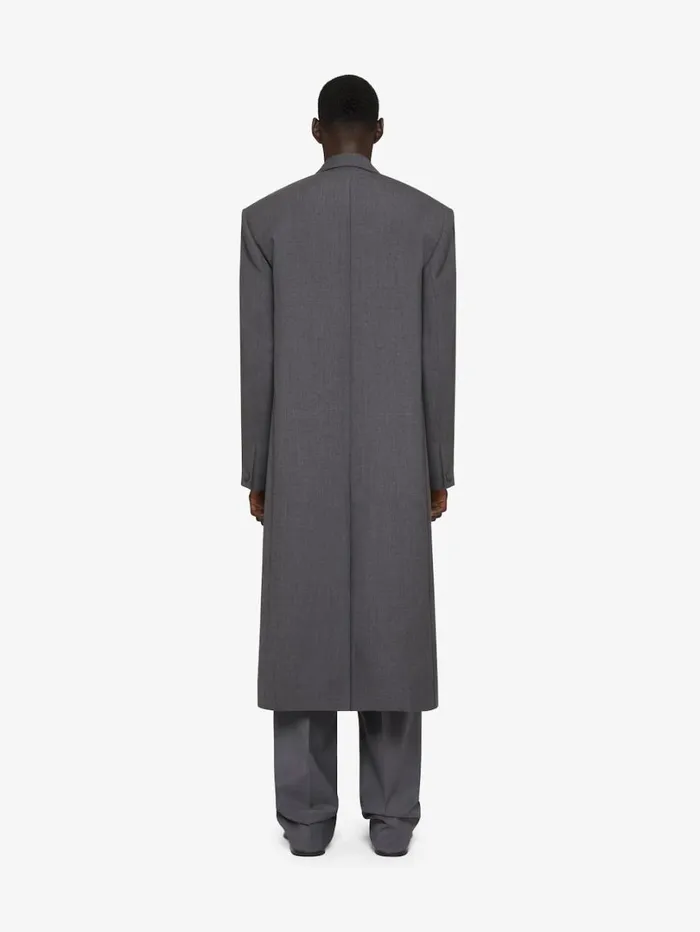 Givenchy Oversized Double Breasted Coat In Wool Medium Grey Men Coats and Jackets