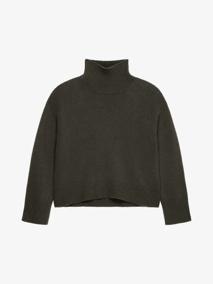 Givenchy Oversized Turtleneck Sweater In Cashmere Military Green Men Knitwear