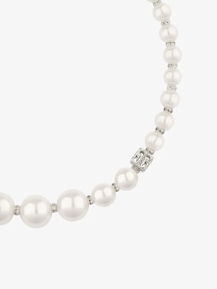 Givenchy Pearl Necklace In Metal With Crystals Whitesilvery Women Jewelry Givenchy Pearl Necklace In Metal With Crystals Whitesilvery Women Jewelry