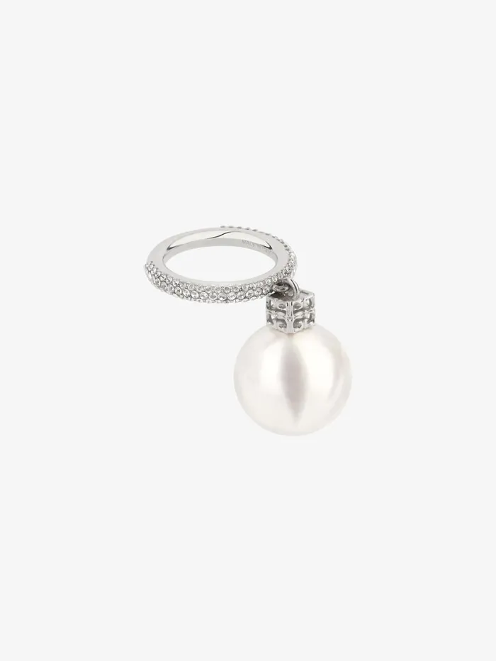 Givenchy Pearl Ring In Metal With Crystals Whitesilvery Women Jewelry Givenchy Pearl Ring In Metal With Crystals Whitesilvery Women Jewelry