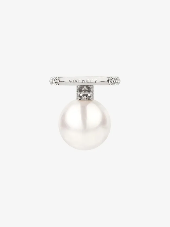 Givenchy Pearl Ring In Metal With Crystals Whitesilvery Women Jewelry Givenchy Pearl Ring In Metal With Crystals Whitesilvery Women Jewelry
