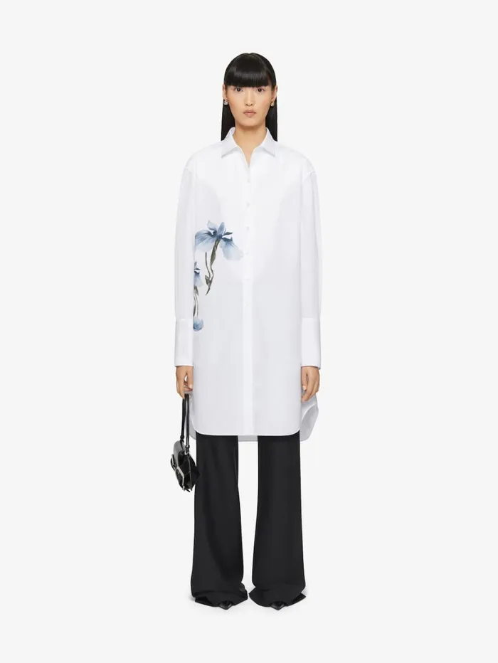 Givenchy Printed Shirt In Poplin White Women Tops and Shirts