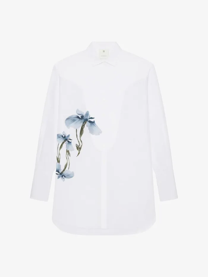Givenchy Printed Shirt In Poplin White Women Tops and Shirts