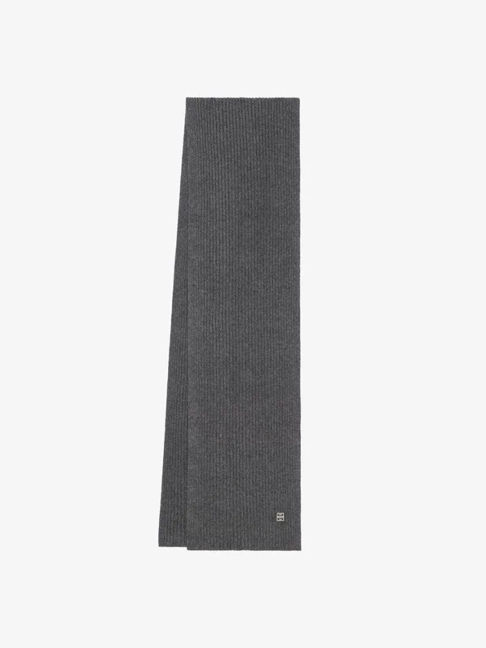 Givenchy Scarf In Wool And Cashmere Smoke Grey Women Scarves