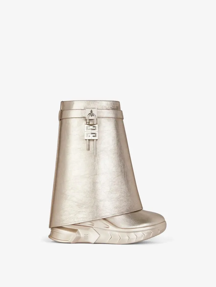 Givenchy Shark Lock Biker Ankle Boots In Leather Dusty Golden Women Shark Lock Givenchy Shark Lock Biker Ankle Boots In Leather Dusty Golden Women Shark Lock