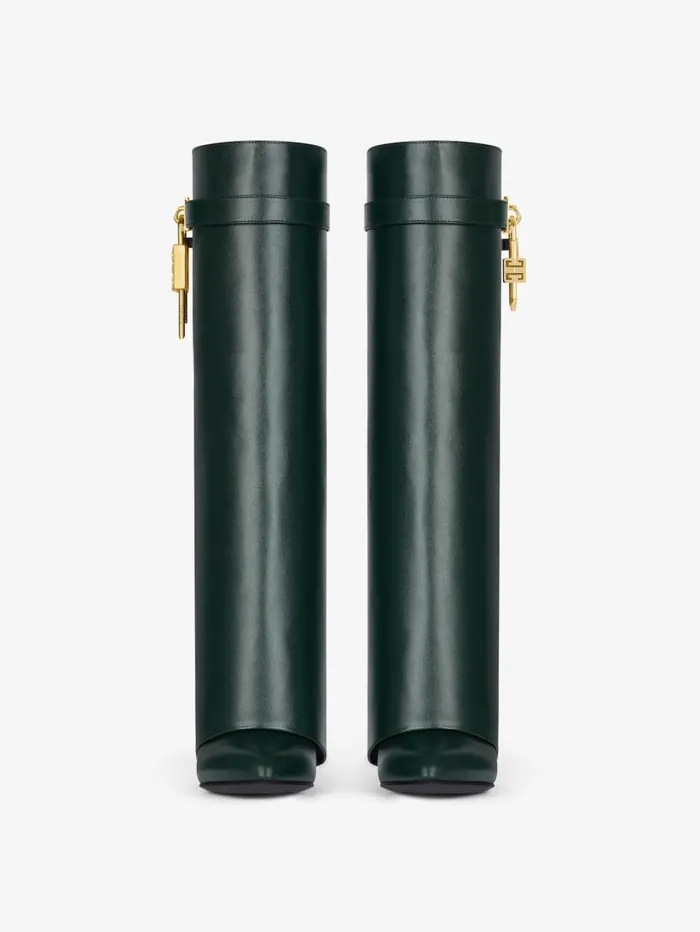 Givenchy Shark Lock Boots In Leather Green Forest Women Shark Lock Givenchy Shark Lock Boots In Leather Green Forest Women Shark Lock