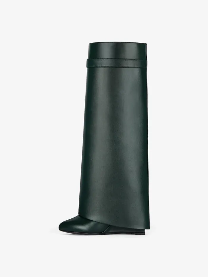 Givenchy Shark Lock Boots In Leather Green Forest Women Shark Lock Givenchy Shark Lock Boots In Leather Green Forest Women Shark Lock