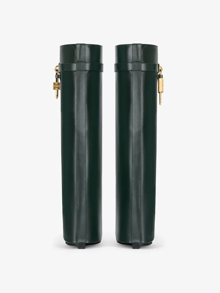Givenchy Shark Lock Boots In Leather Green Forest Women Shark Lock Givenchy Shark Lock Boots In Leather Green Forest Women Shark Lock