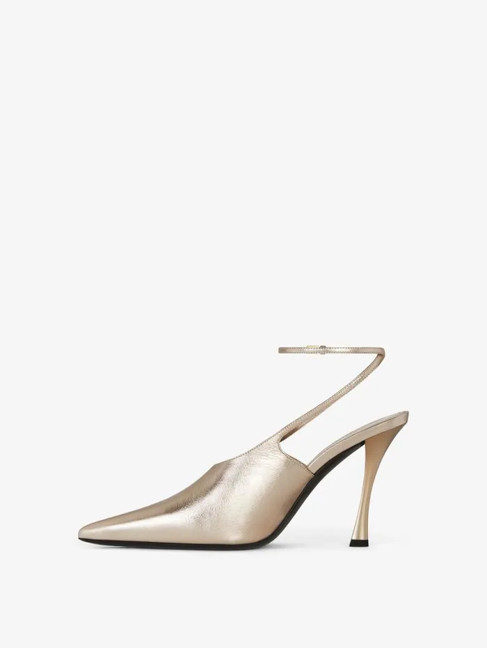 Givenchy Show Slingbacks In Laminated Leather Dusty Golden Women Heels Givenchy Show Slingbacks In Laminated Leather Dusty Golden Women Heels