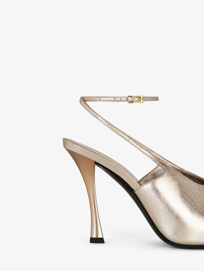 Givenchy Show Slingbacks In Laminated Leather Dusty Golden Women Heels Givenchy Show Slingbacks In Laminated Leather Dusty Golden Women Heels