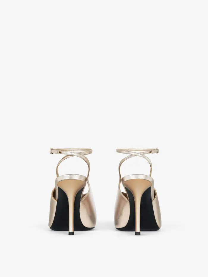 Givenchy Show Slingbacks In Laminated Leather Dusty Golden Women Heels Givenchy Show Slingbacks In Laminated Leather Dusty Golden Women Heels
