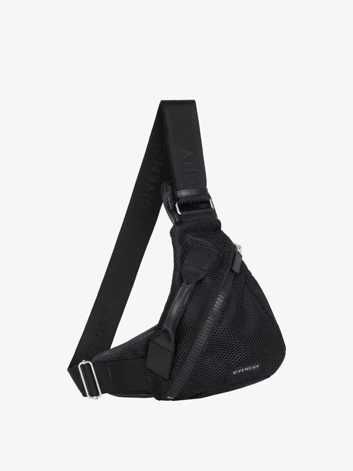 Givenchy Small GZip Triangle Bag In Mesh Black Men Crossbody Bags