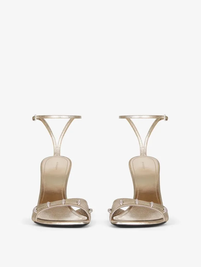 Givenchy Stitch Sandals In Laminated Leather With Crystals Dusty Golden Women Heels Givenchy Stitch Sandals In Laminated Leather With Crystals Dusty Golden Women Heels