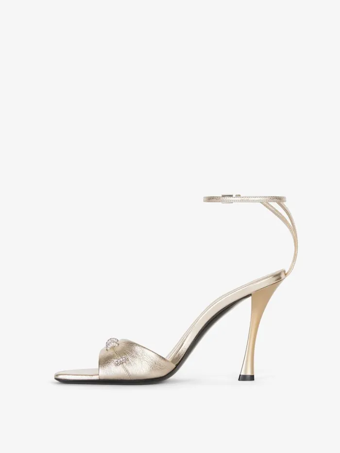 Givenchy Stitch Sandals In Laminated Leather With Crystals Dusty Golden Women Heels Givenchy Stitch Sandals In Laminated Leather With Crystals Dusty Golden Women Heels