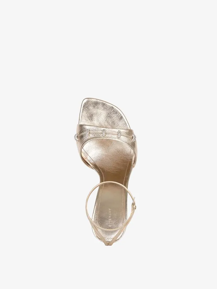 Givenchy Stitch Sandals In Laminated Leather With Crystals Dusty Golden Women Heels Givenchy Stitch Sandals In Laminated Leather With Crystals Dusty Golden Women Heels