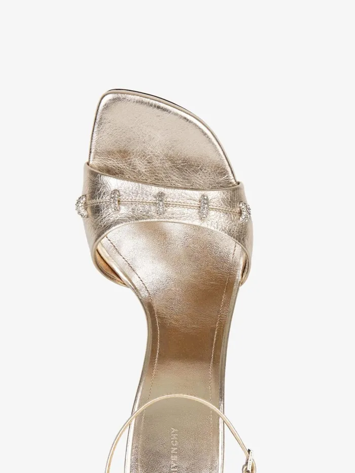 Givenchy Stitch Sandals In Laminated Leather With Crystals Dusty Golden Women Heels Givenchy Stitch Sandals In Laminated Leather With Crystals Dusty Golden Women Heels