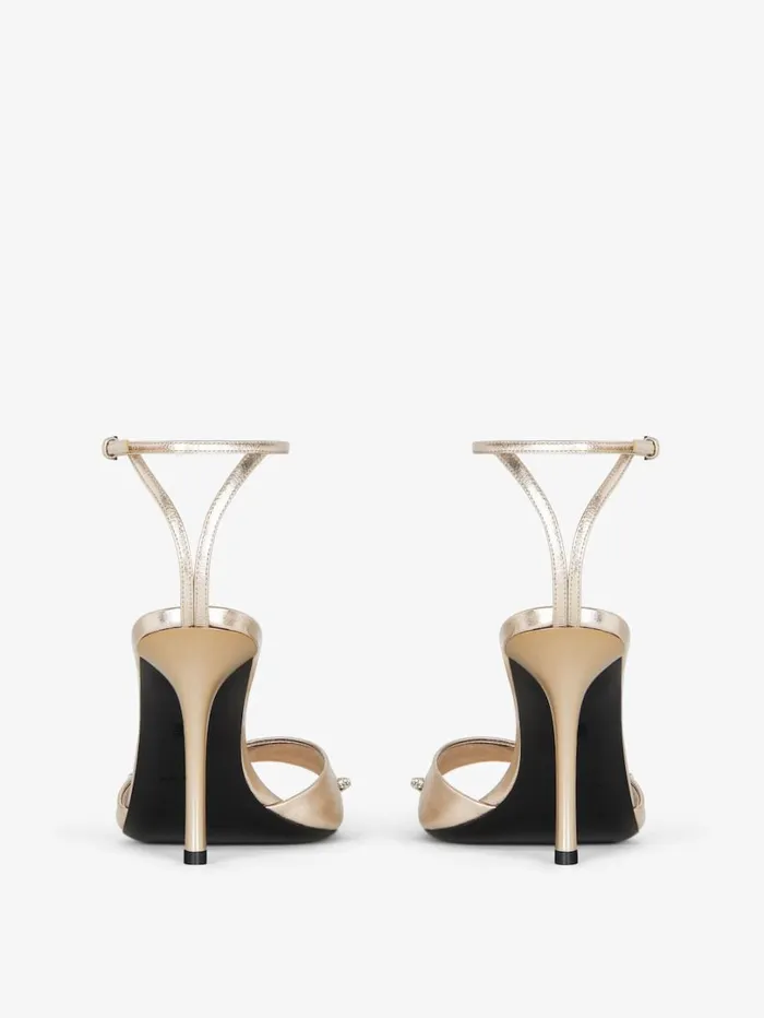 Givenchy Stitch Sandals In Laminated Leather With Crystals Dusty Golden Women Heels Givenchy Stitch Sandals In Laminated Leather With Crystals Dusty Golden Women Heels