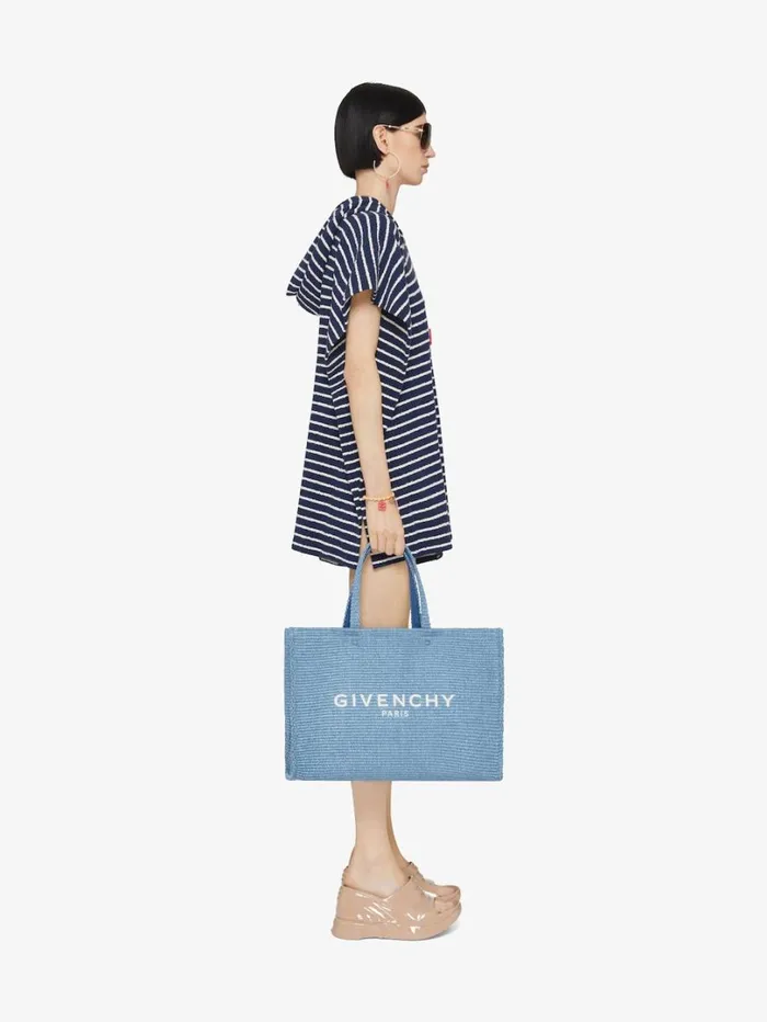 Givenchy Striped Poncho In Cotton Towelling With 4G Detail Navynatural Women Sweatshirts and Hoodies