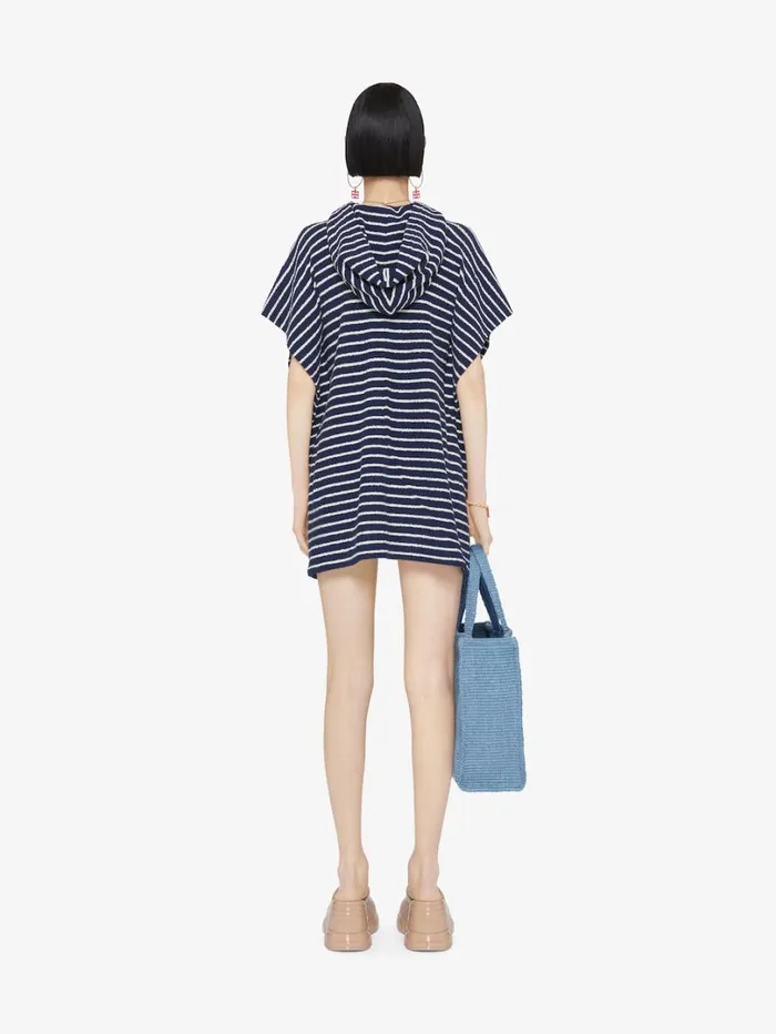 Givenchy Striped Poncho In Cotton Towelling With 4G Detail Navynatural Women Sweatshirts and Hoodies