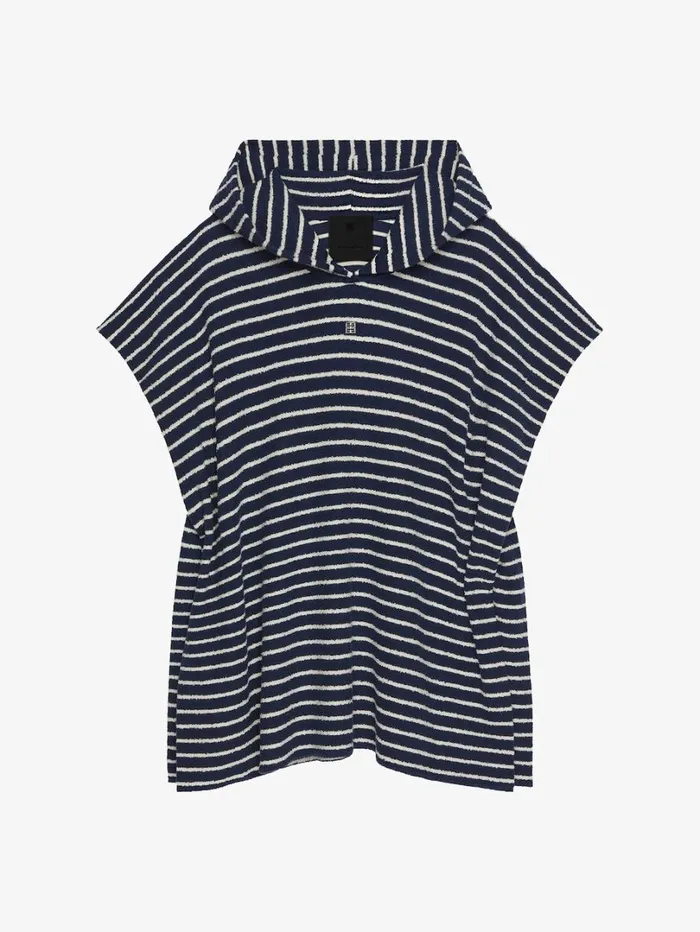 Givenchy Striped Poncho In Cotton Towelling With 4G Detail Navynatural Women Sweatshirts and Hoodies