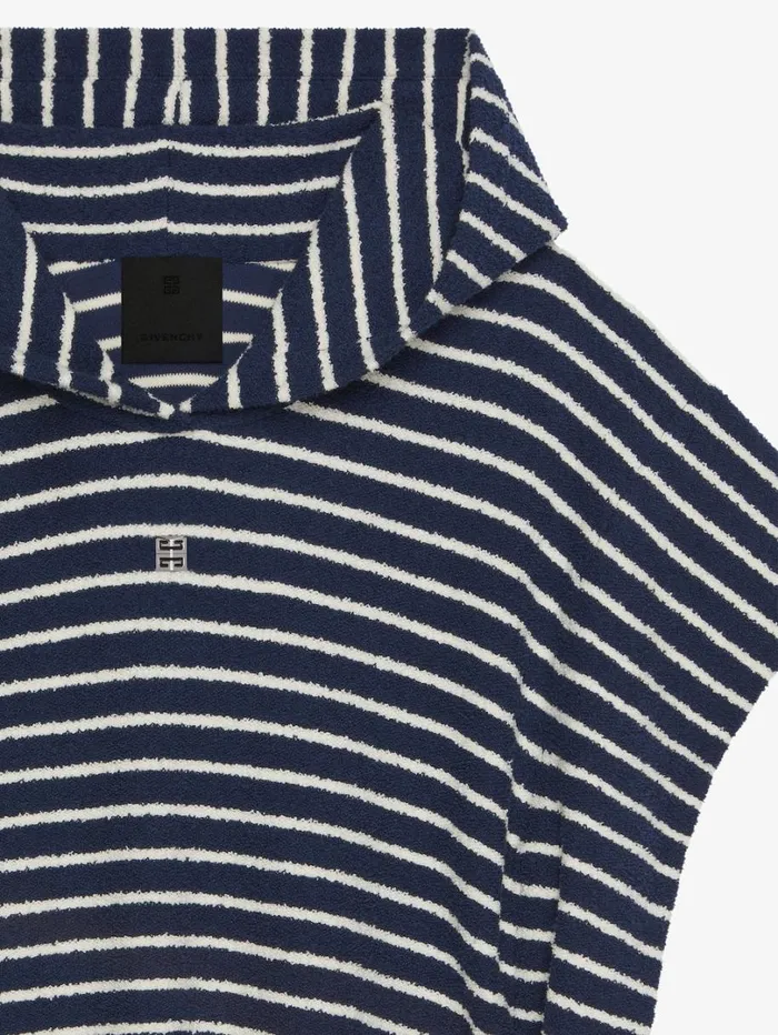 Givenchy Striped Poncho In Cotton Towelling With 4G Detail Navynatural Women Sweatshirts and Hoodies