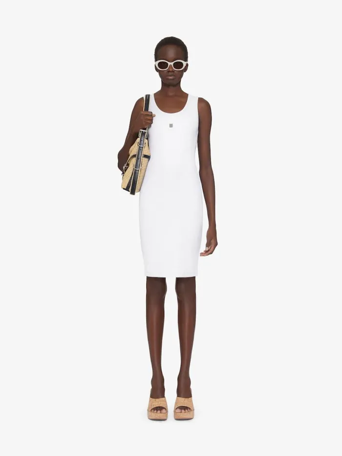Givenchy Tank Dress In Cotton With 4G Detail White Women Dresses