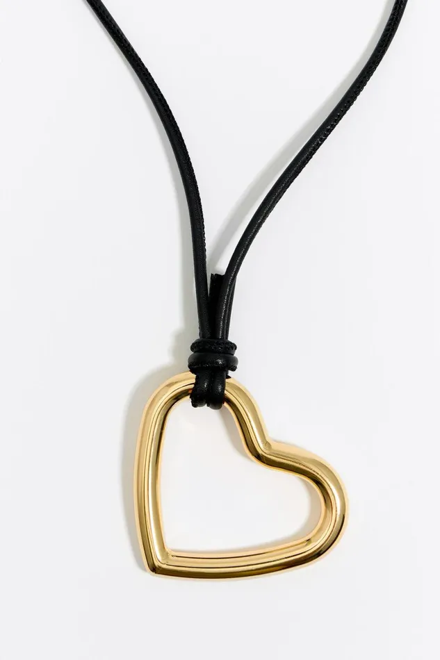Gold Heart And Leather Necklace Dark Gold Women Bimba Y Lola Jewelry Gold Heart And Leather Necklace Dark Gold Women Bimba Y Lola Jewelry