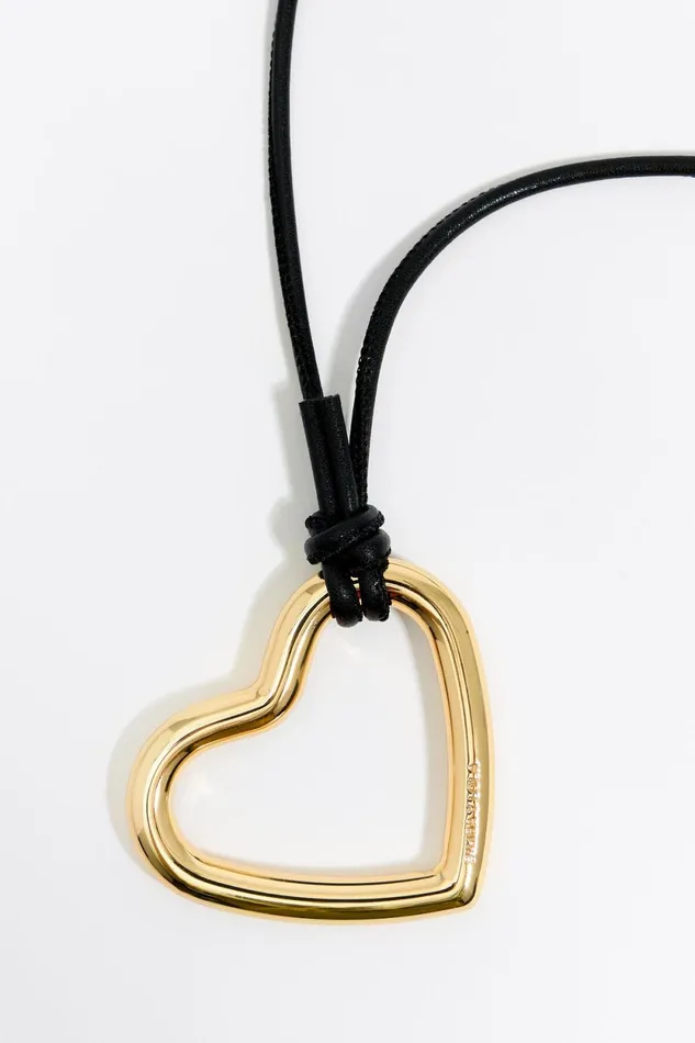 Gold Heart And Leather Necklace Dark Gold Women Bimba Y Lola Jewelry Gold Heart And Leather Necklace Dark Gold Women Bimba Y Lola Jewelry