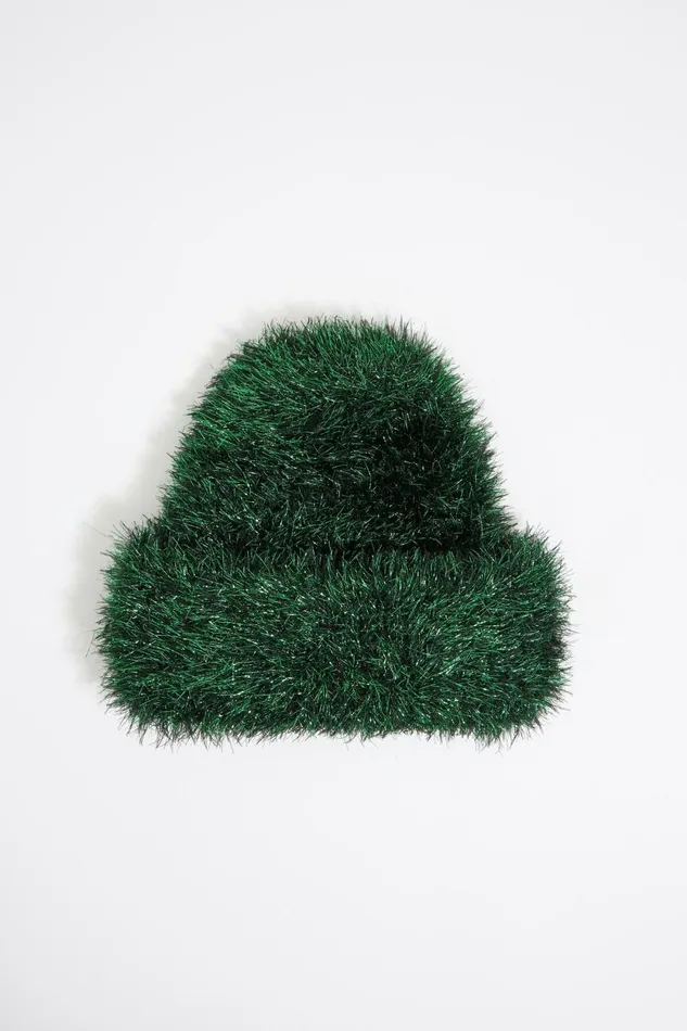 Green Lurex Knit Hat Dark Green Women Bimba Y Lola Hats And Caps