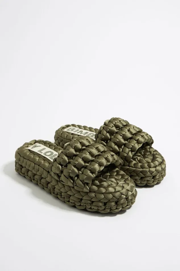 Green Plaited Flat Sandal Green Women Bimba Y Lola Sandals Green Plaited Flat Sandal Green Women Bimba Y Lola Sandals