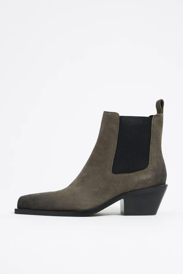 Green Split Leather Western Chelsea Boot Dark Green Women Bimba Y Lola Ankle Boots And Boots