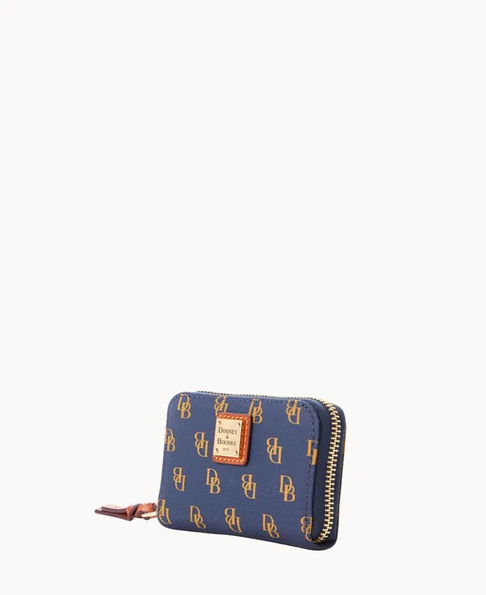 Gretta Large Zip Around Credit Card Case Navy ManWoman Dooney and Bourke Wallets