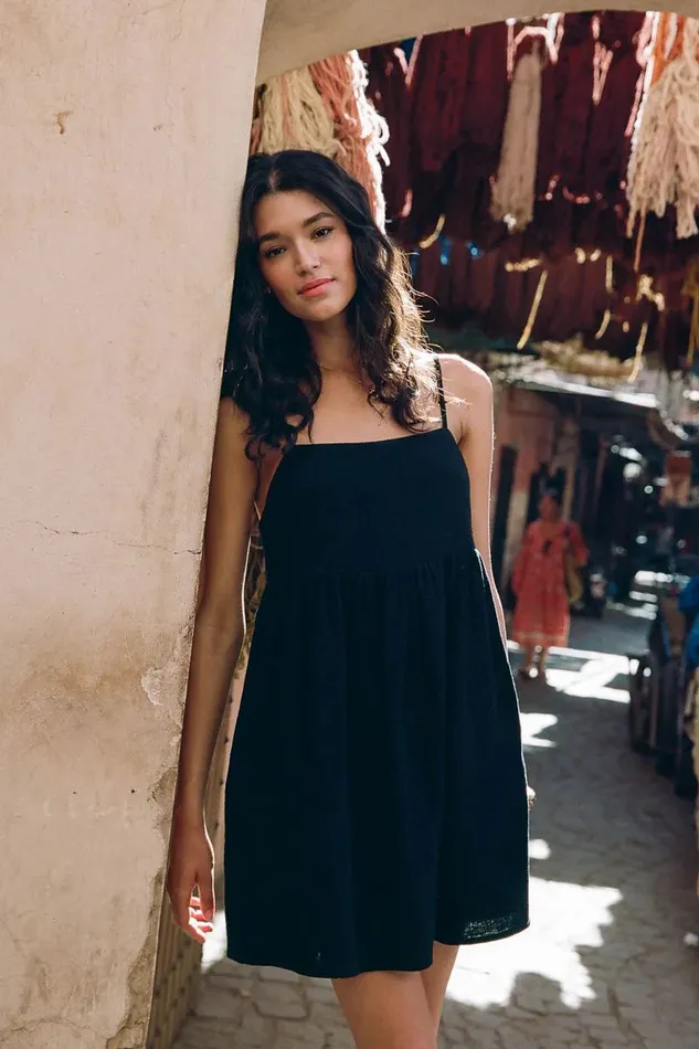 HADIA CRINKLE DOUBLE GAUZE MINI DRESS Black Women O039NEILL Collections