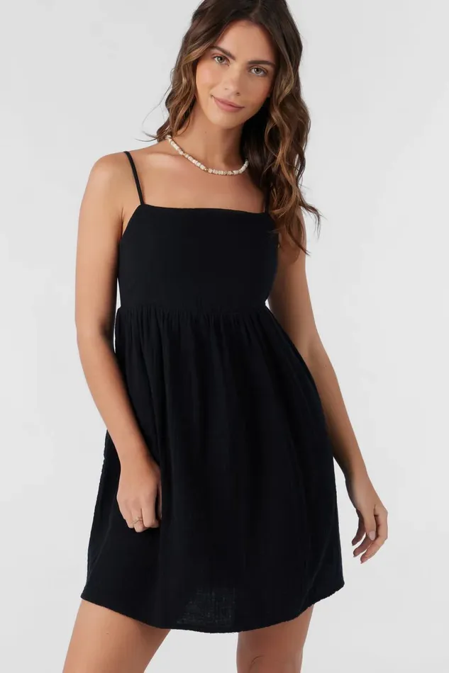 HADIA CRINKLE DOUBLE GAUZE MINI DRESS Black Women O039NEILL Collections
