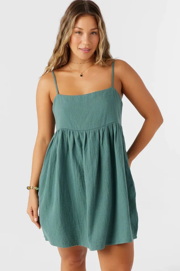 HADIA CRINKLE DOUBLE GAUZE MINI DRESS Silver Pine Women O039NEILL Collections