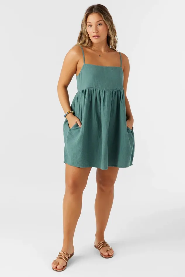 HADIA CRINKLE DOUBLE GAUZE MINI DRESS Silver Pine Women O039NEILL Collections